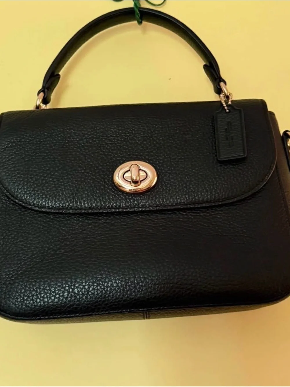 Coach Black Pebbled Leather Top-Handle Satchel with Gold Hardware